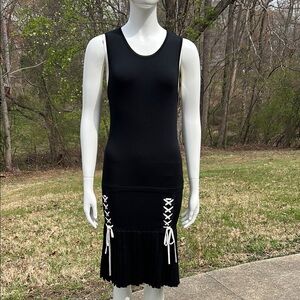 EUC Parker Black Sleeveless Dress with Lace-Up Detail
